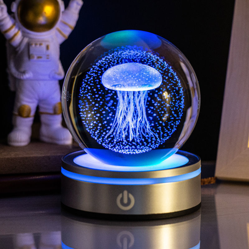 Creative 3D Tallado interno Inner Crystal Bola de cristal Colorido Lámpara pequeña de la noche Decoraciones del hogar Selección de regalos
