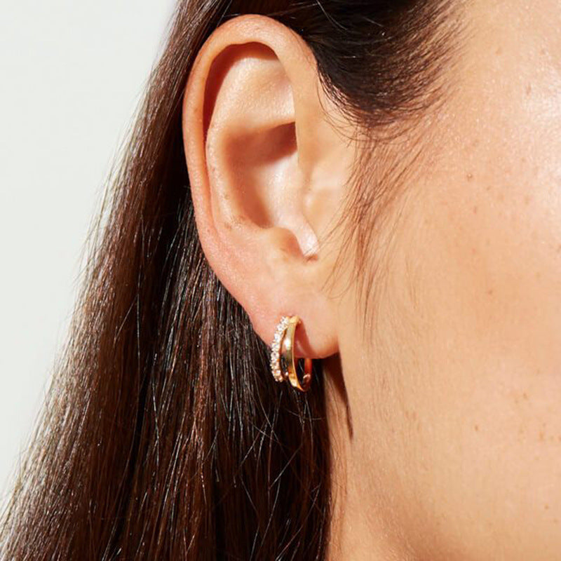 Geometrische Doppel -Hoop -Ohrringe für Frauen