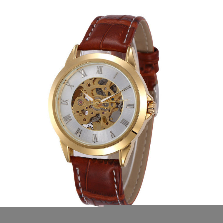 Moda masculina Hollowoud Out Automatic Mechanical Watch