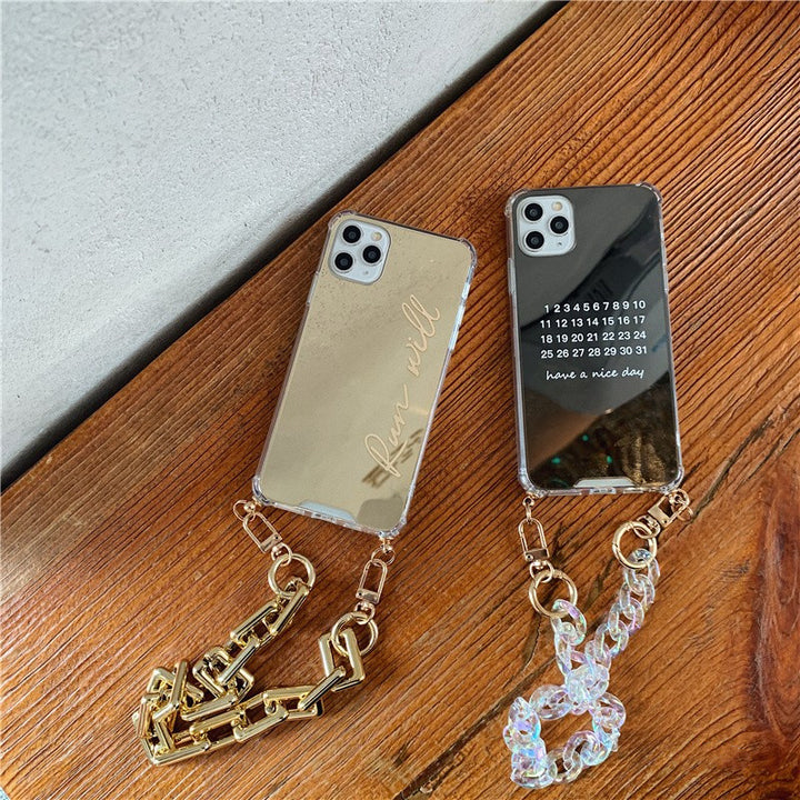 Compatible with Apple, Compatible with Apple , Ins Art Style Bracelet Letter Beauty Mirror Phone Case For Apple IPhone11 12 XS Mirror Case