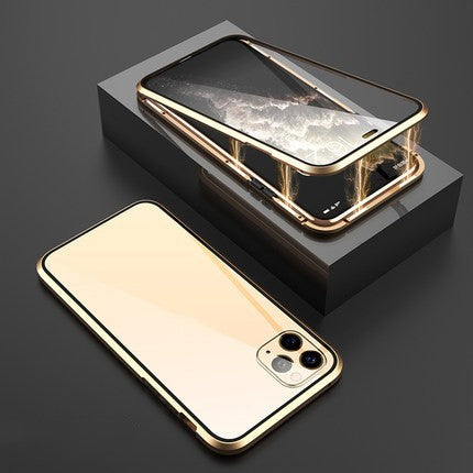 Magnetic King Double-sided Glass HD Metal Frame Phone Case