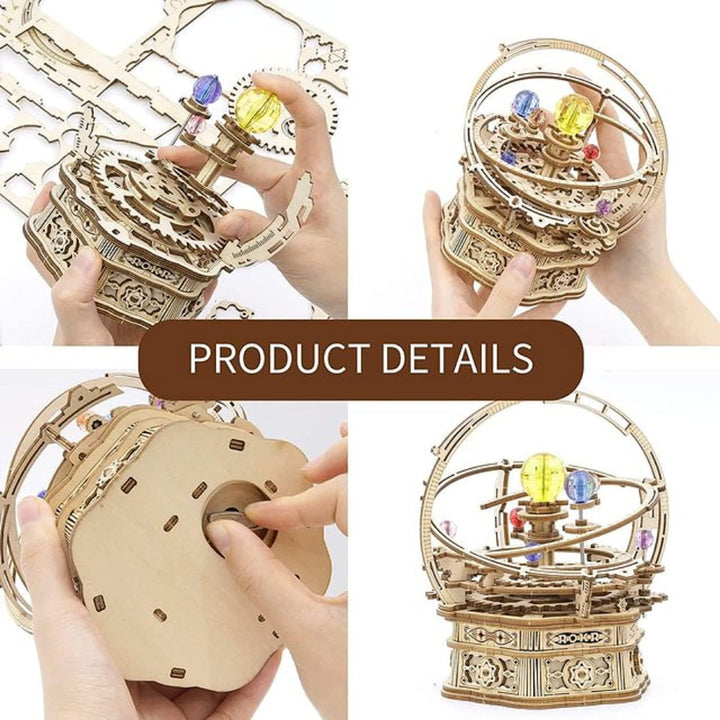 ROKR rotante Starry Night Mechanical Music Box 3D Wooden Puzzle Assembly Model Kits Kits Toys for Children Kids - AMK51