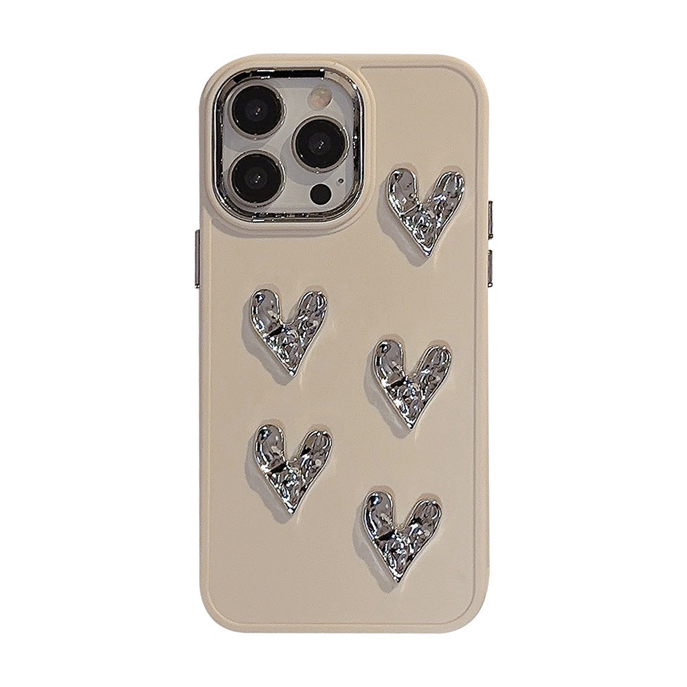 Pleated Metallic Electroplating Heart Mobile Phone Shell