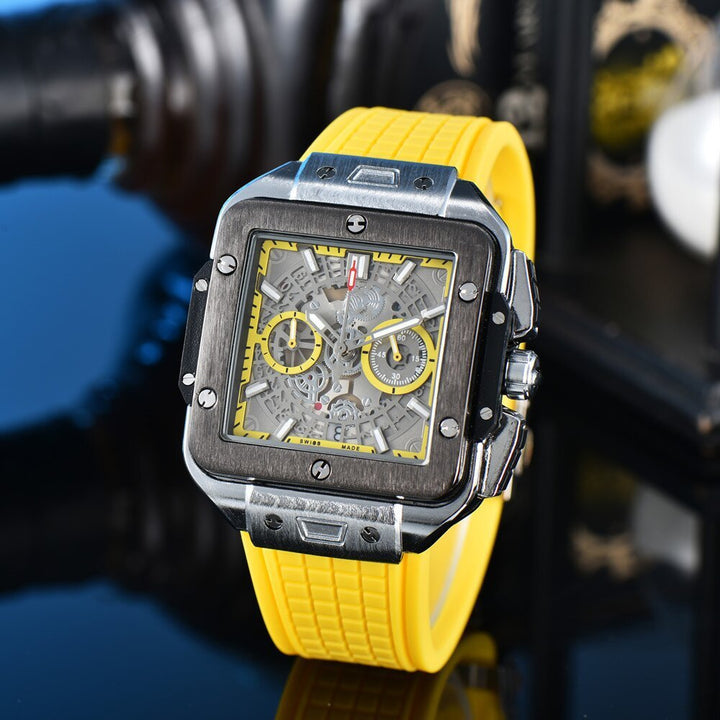 Quartzo Hollow Square assista homens de silicone multicolor