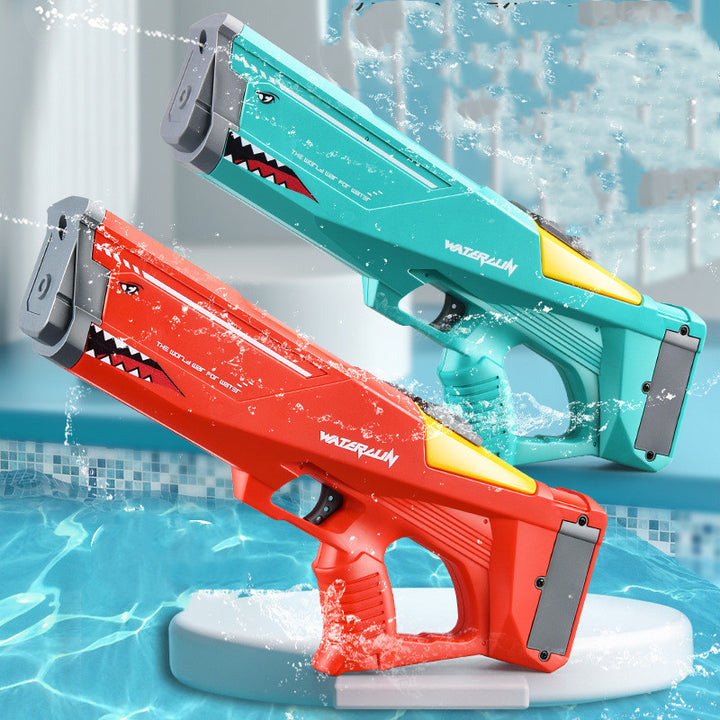 Juguetes de pistola de agua eléctrica automática Tiburón alta presión al aire libre playa de verano para niños niños para adultos pelea de agua billar fiesta de agua juguete