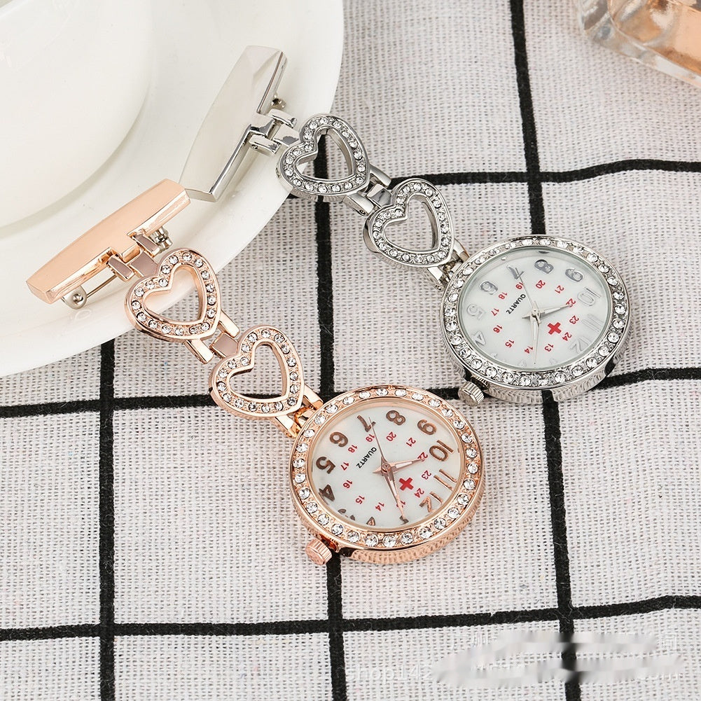 Roller Diamond Nurse's Watch Hangend Chest Watch Portable Pocket Watch Ladies