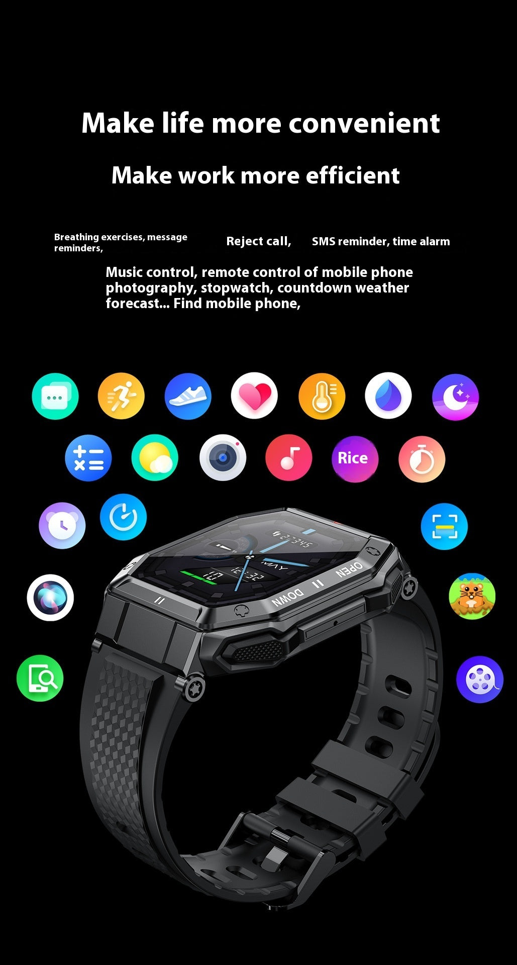 K55 Smart Watch Bluetooth Calling Sports Monitorizarea tensiunii arteriale a ritmului cardiac