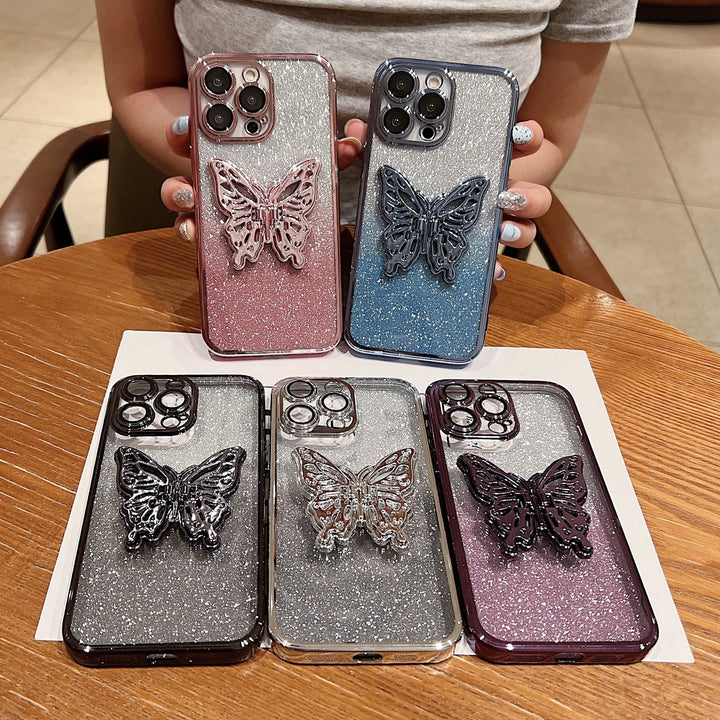 Hollow Butterfly Phone Case Gradient Transparent Plating Protective Cover