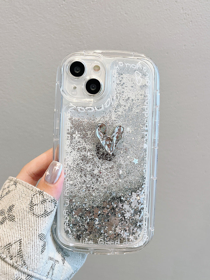 Silver Love Quicksand Shell Suitable For Phone Case