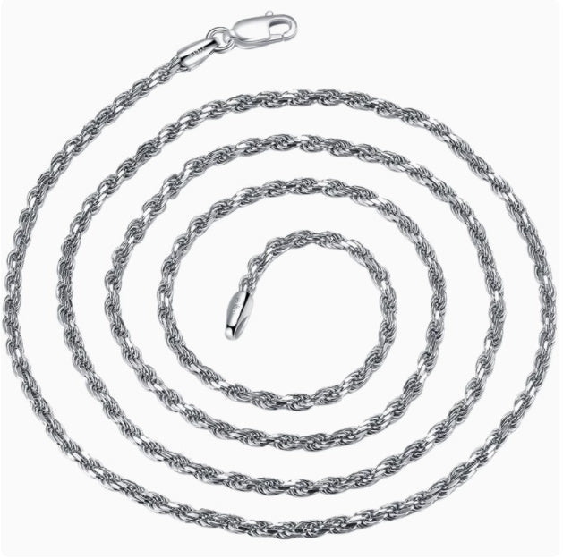 Pure S925 Fried Dough Twists Sterling Silver Necklace Collar Chain