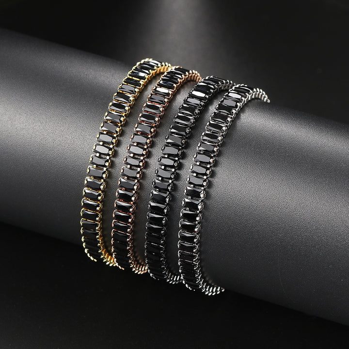 European And American Hip Hop Style Black Zircon Bracelet Geometric Full Diamond