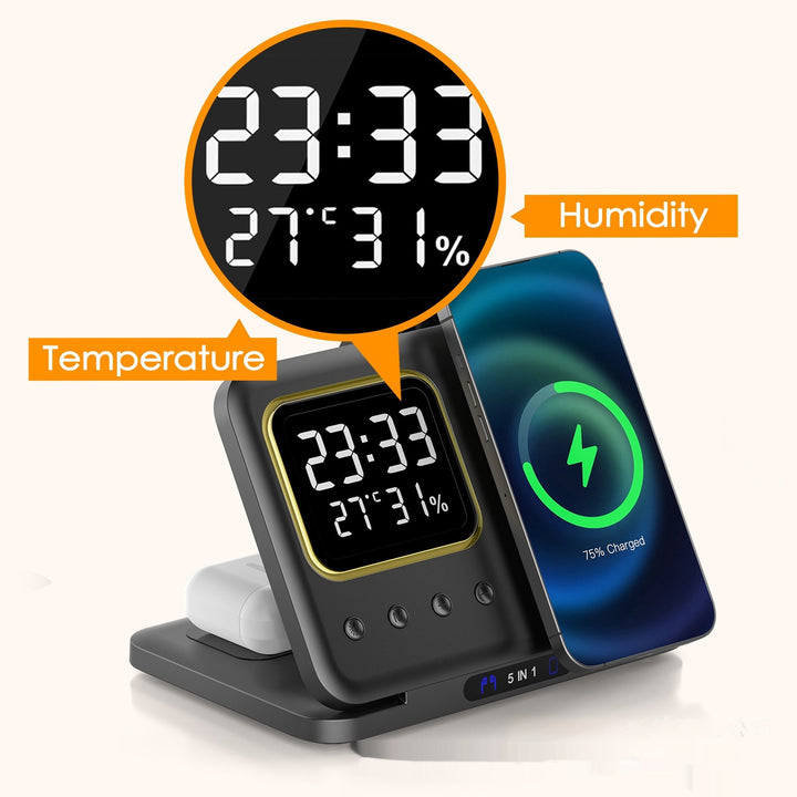 Multifunctionele beugel kloktemperatuur geschikte mobiele telefoon horloge magnetische oplader