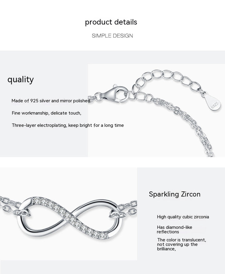 S925 Sterling Silver Fashion Infinite Simbol Brățară micro-Inlaid