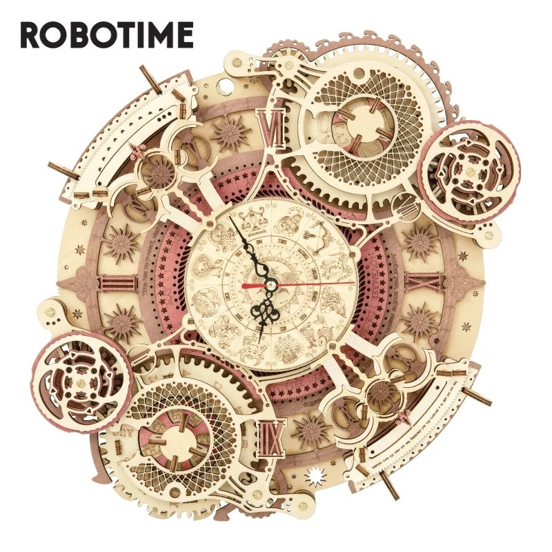 Robotime ROKR زودياك ساعة حائط ثلاثية الأبعاد لغز خشبي نموذج التجمع اللعب هدايا للأطفال أطفال المراهقين LC601 دعم دروبشيبينغ