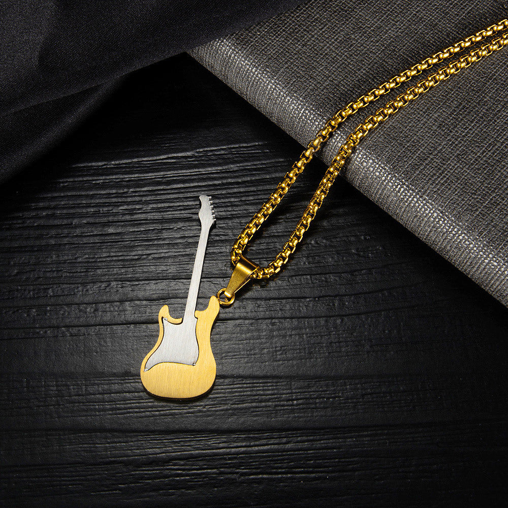 Roestvrijstalen gitaar hanger klassieke heren titanium stalen ketting