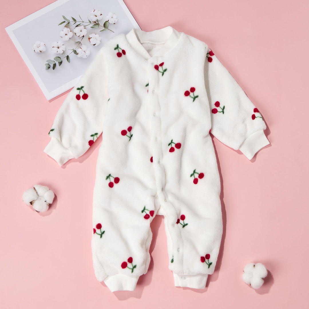 Baby warmes einteilige Kleidung Koralle Fleece verdickter Pyjama Strampler