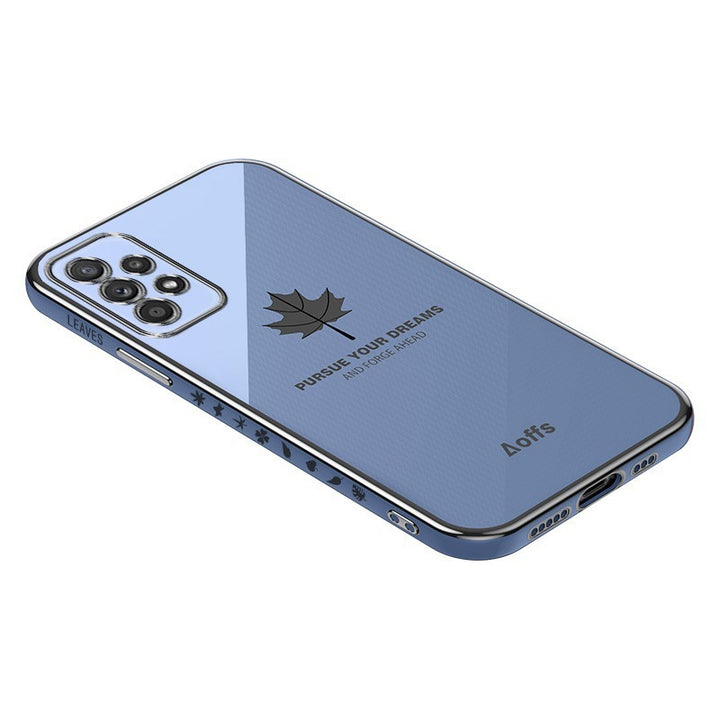 Straight Edge Electroplating Phone Case Maple Leaf Cell Phone Shell
