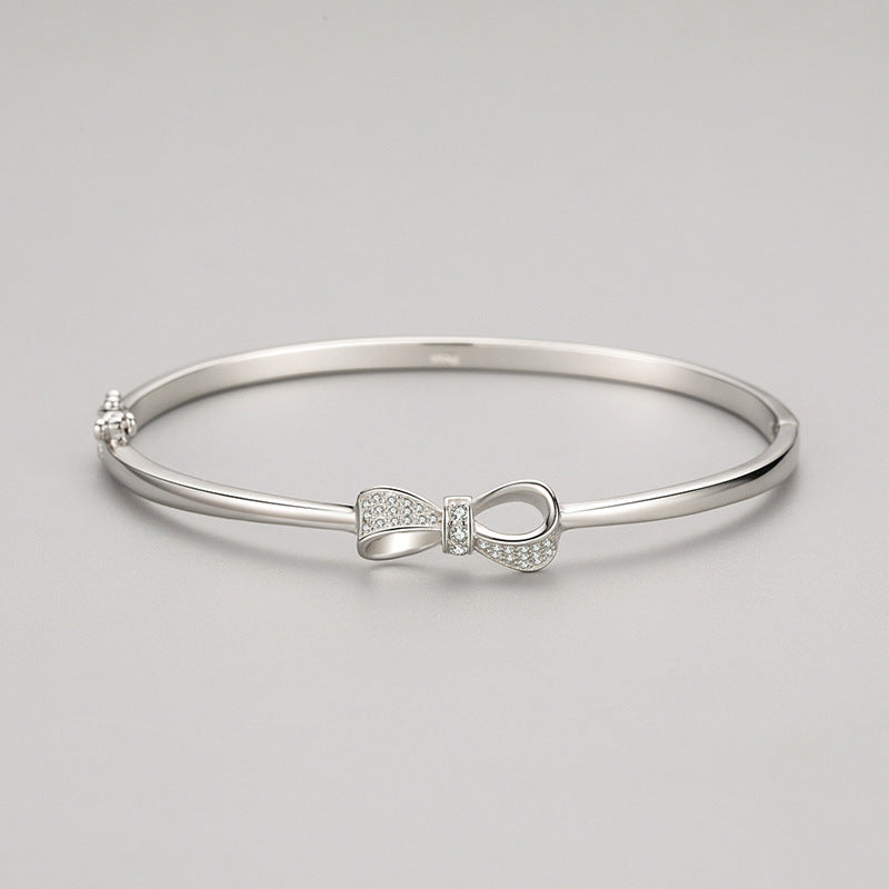 S925 Sterling Silver Bow Bracelet Female All-match Jewelry