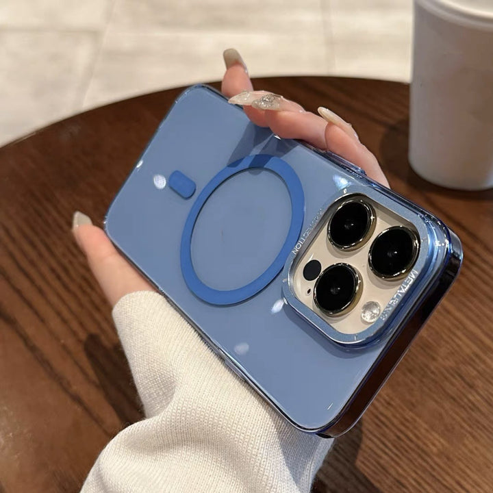 Gjennomsiktig magnetisk metalllinse Avansert sans All-Inclusive Ultra-Thin Phone Case