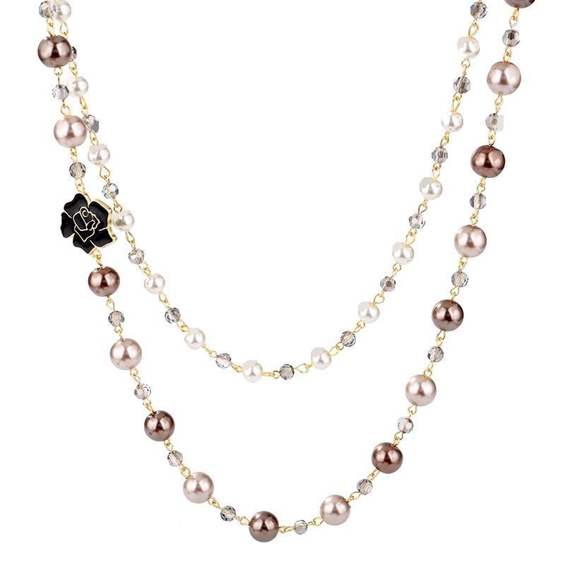 Long Collier Fashion exagérée Tenterament Big Brand Pearl Pendant