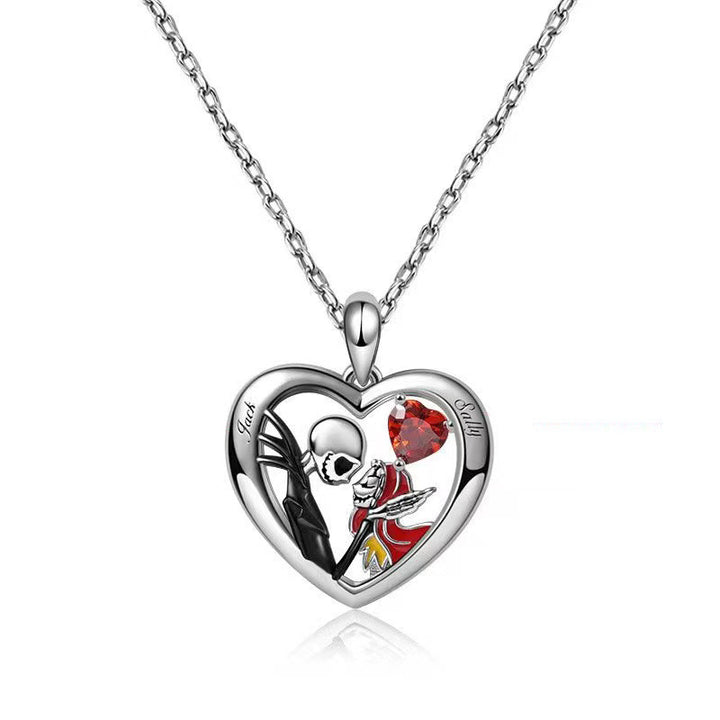 Halloween hartvormige schedelketting met strasspaar Love sleutelbeen ketting mannen en vrouwelijke sieradenaccessoires