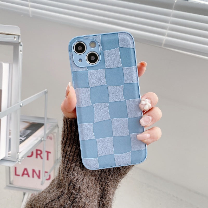 Chessboard Plaid Leather Pattern Phone Case Drop-resistant Protective Cover