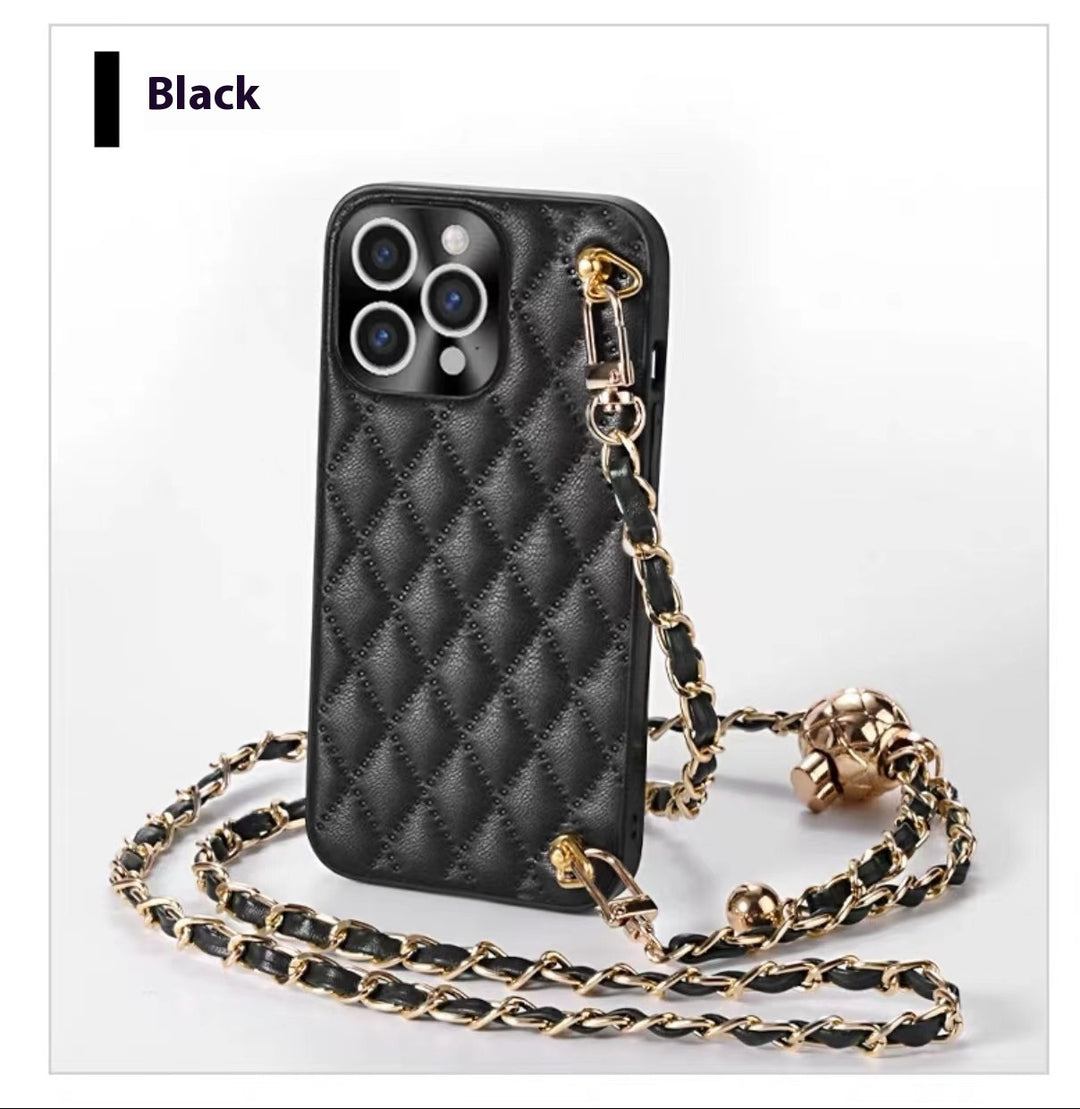 Phone Case Diamond Plaid Crossbody Protective Sleeve