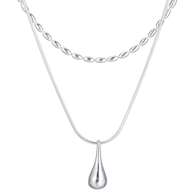 Women's Minimalist Water Drop Pendant Double-layer Necklace