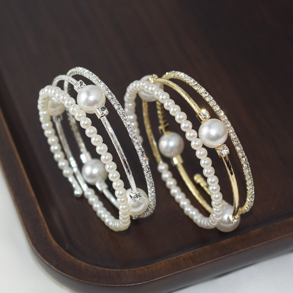 Pulsera de diamantes de diamantes de perla simple para mujeres