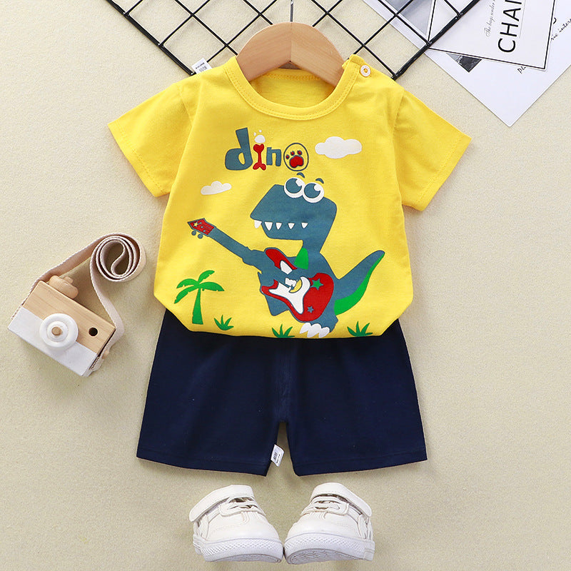 Yaz Çocuk Kısa Kollu Şort Takım T-Shirt Erkek ve Kız Bebek Küçük Çocuk Giysileri Yeni