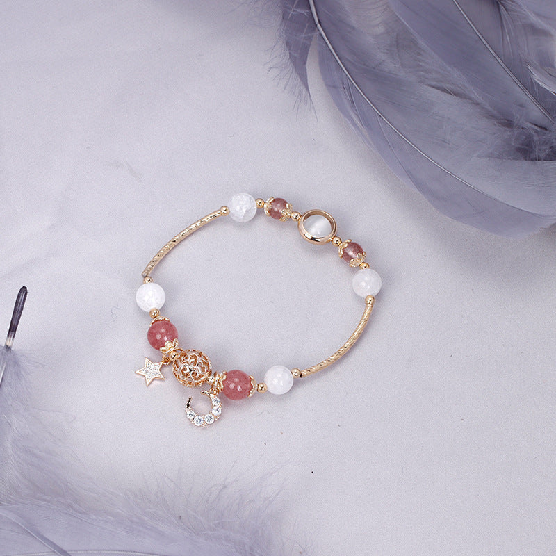 Bardo Crystal Bracelet Strawberry Quartz White Moonlight