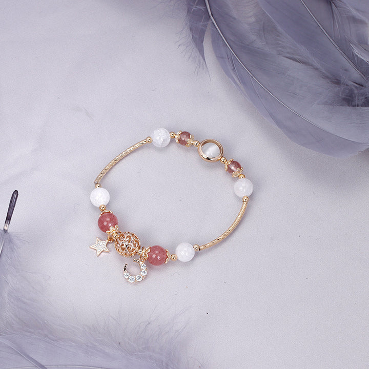 Bardo Crystal Armbånd Strawberry Quartz White Moonlight