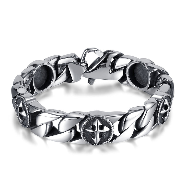 Titanium Steel Vintage Jewelry Stainless Steel Cross Shelf Bracelet