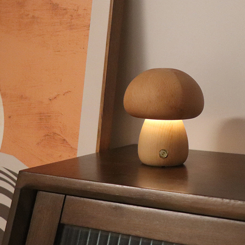 Ins houten schattige champignon led nachtlampje met aanraakschakelaar nachtkastje lamp voor slaapkamer kinderkamer slaap nachtlampen home decor