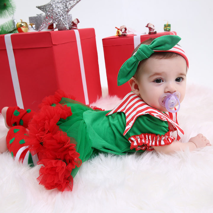 Karácsonyi csíkos romper baba öltöny