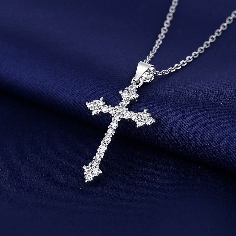 Collar Simple Diamond Cross Coss Border E-Commerce al por mayor