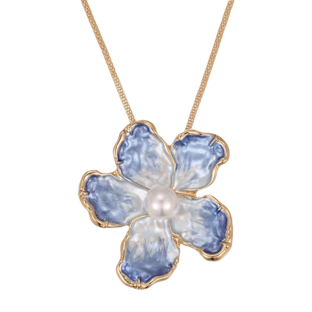 Blue Emaille Camellia Pendant Mode