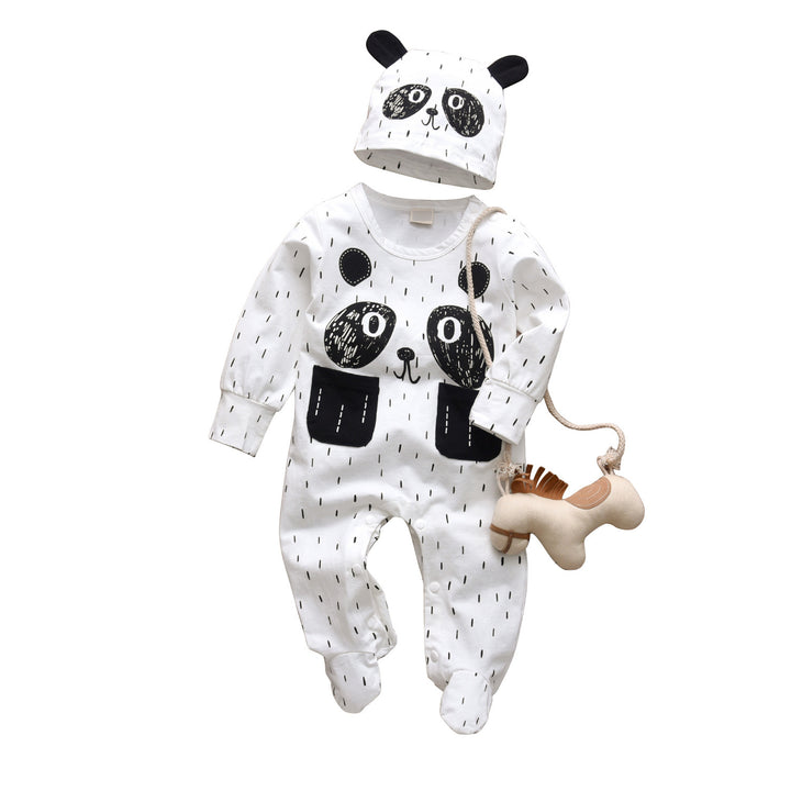 Babykleidung Frühling und Herbstpanda Muster Baby Jumpsuit