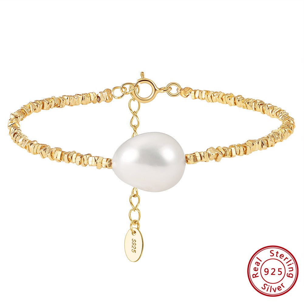 Women's Fashion Silver Baroque Pearl Bracelet