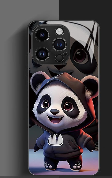 Panda Phone Case Cute Cartoon National Treasure Glass Hard Case