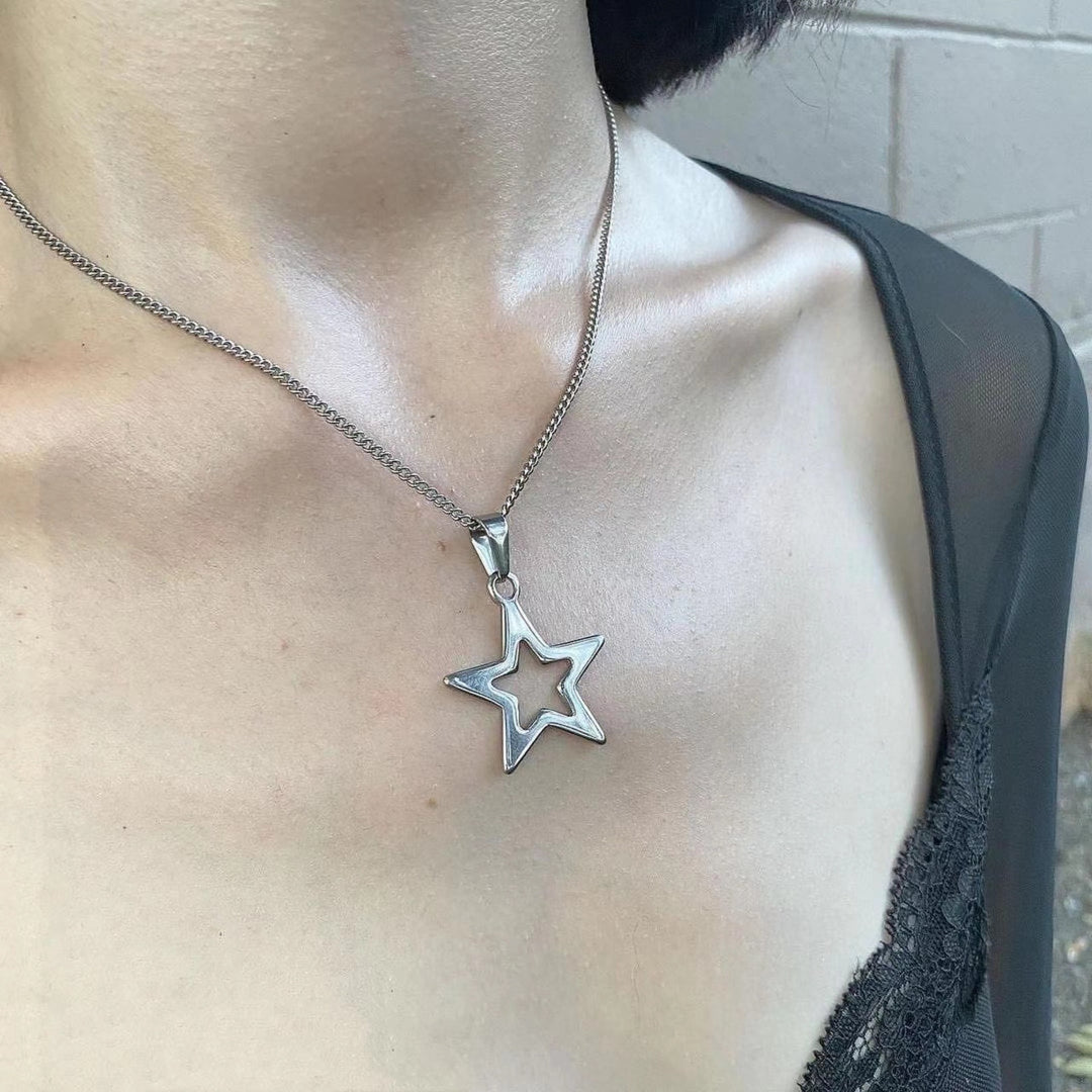 Y2g Pentagram Necklace Minority Simple Ins Hip Hop Clavicle Clavicle Chain