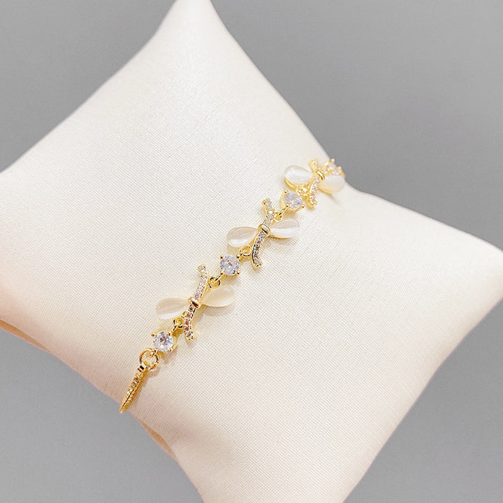 Bracelet de perle de paille de diamant de cristal de diamant complet à bowknot bracelet
