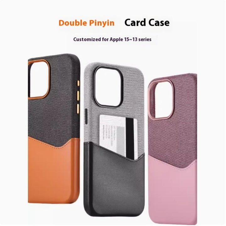 Card Holder Shell Leather Phone Case Inserting Card Magnetic Suction