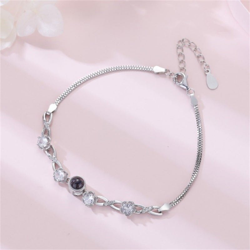 Fashion Sterling Silver Flowers Bracelet