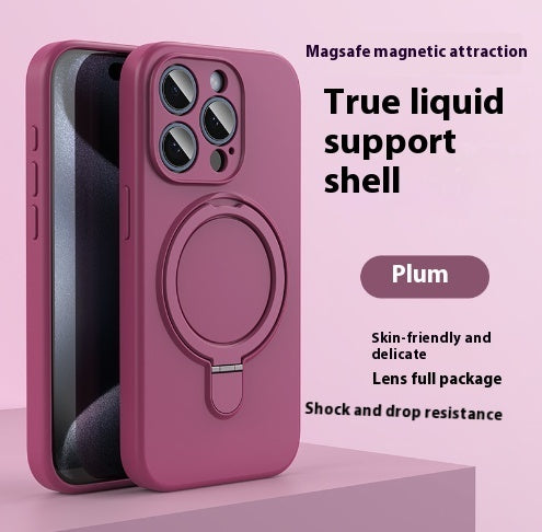 Étui de téléphone à support magnétique en silicone liquide