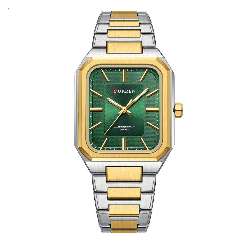 Heren Fashion Steel Band Business Square Quartz Watch