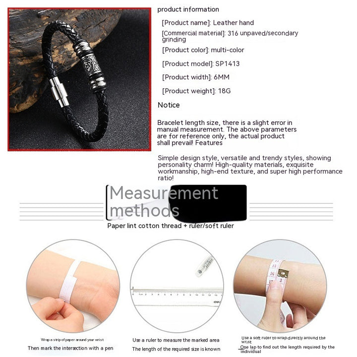 Bracelet de bracelet en cuir rétro de la mode européenne et américaine tissage