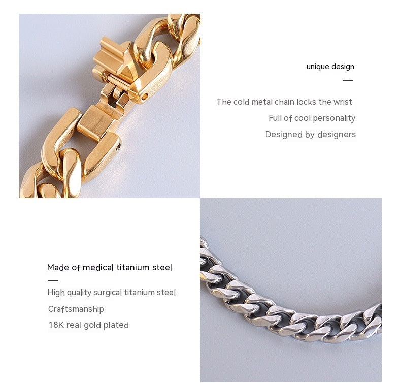 Hip Hop Style Heavy Industry Exaggerated Rough Bracelet Titanium Steel Material Vintage Jewelry