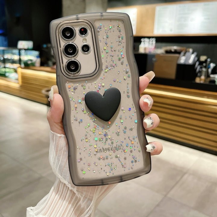 Love Drop Adhesive Transparent Wave Pattern Phone Case