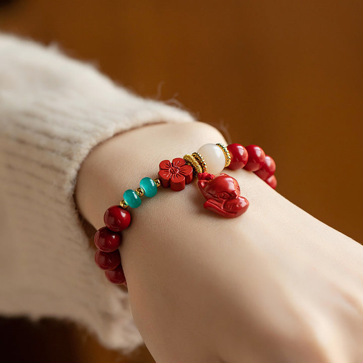 Bracelet de renard de fleurs rouges simples de mode pour femmes